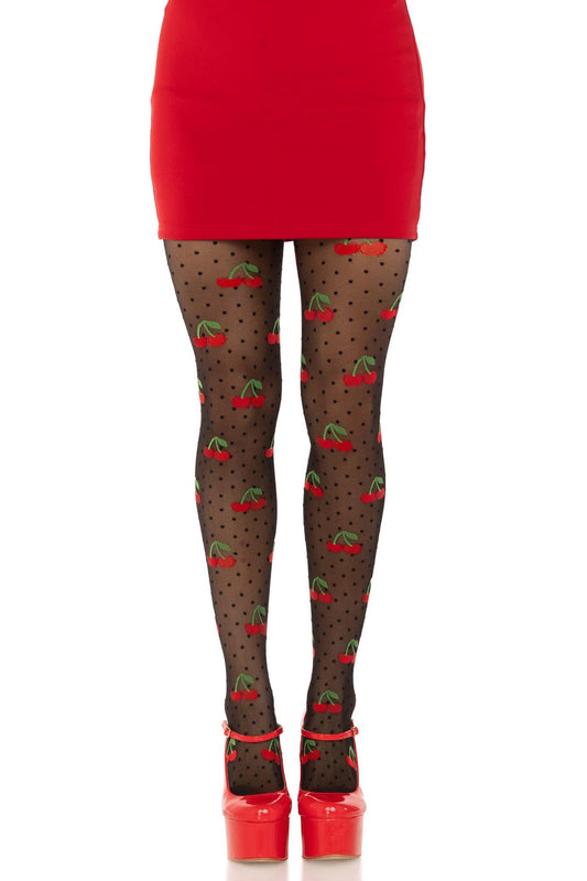 Free Shipping For Spandex Sheer Polka Dot Cherry Tights