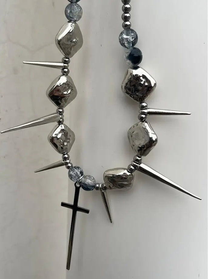 Free Shipping For 'Spike' Punk Goth Cross Rivet Necklace