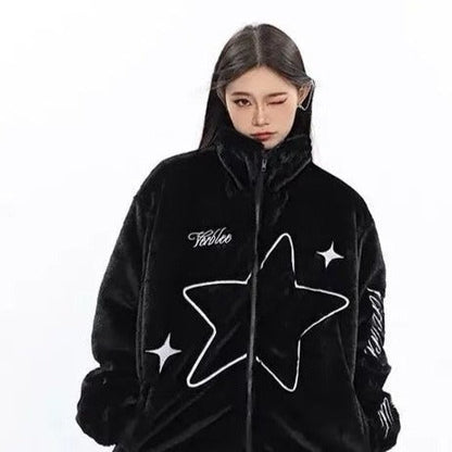 Free Shipping For 'Star Knows' Star Pattern Zip-Up Jacket