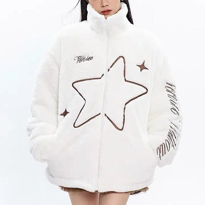 Free Shipping For 'Star Knows' Star Pattern Zip-Up Jacket