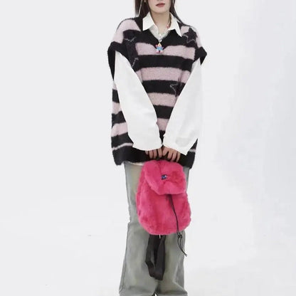 Free Shipping For 'Starbaby' Grunge Striped Star Detachable Sweater