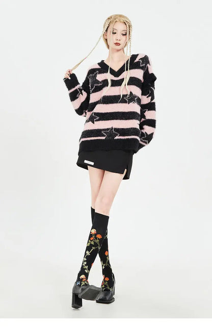 Free Shipping For 'Starbaby' Grunge Striped Star Detachable Sweater