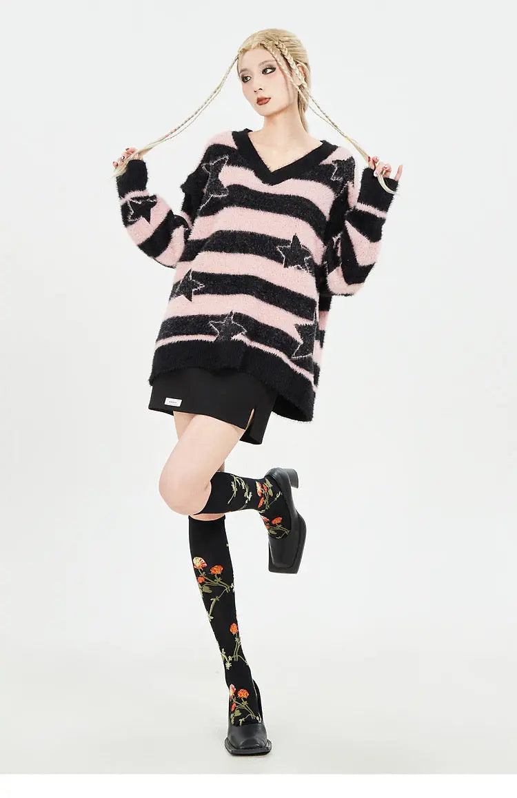 Free Shipping For 'Starbaby' Grunge Striped Star Detachable Sweater