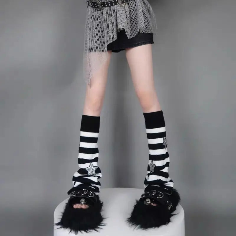 Free Shipping For 'Stardust' Striped Sequins Leg Warmer