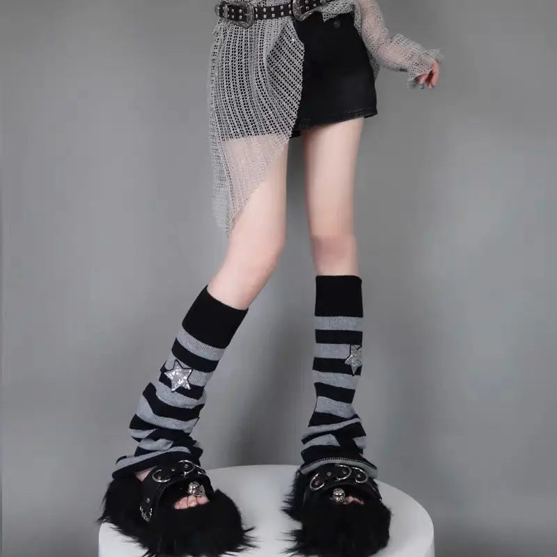 Free Shipping For 'Stardust' Striped Sequins Leg Warmer