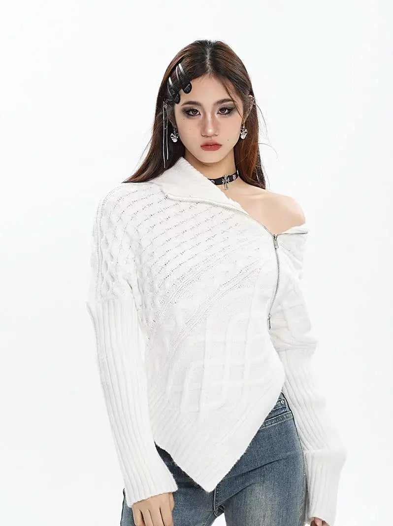 Free Shipping For 'Stitches' Zip-Up Turtleneck Sweater Top