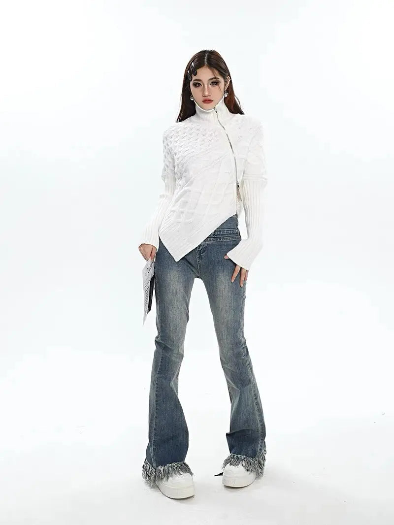 Free Shipping For 'Stitches' Zip-Up Turtleneck Sweater Top