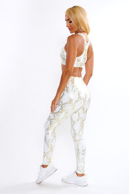 Free Shipping For Ariel Snakeskin Fitness Leggings - White