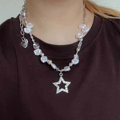 Free Shipping For 'Summer Bummer' Y2k Star & Pearl Beads Necklace