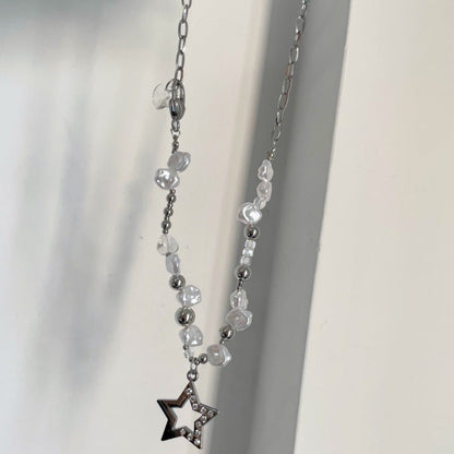 Free Shipping For 'Summer Bummer' Y2k Star & Pearl Beads Necklace