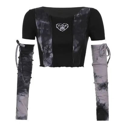 Free Shipping For 'Sure Love' Grunge Tie-dye Crop Top