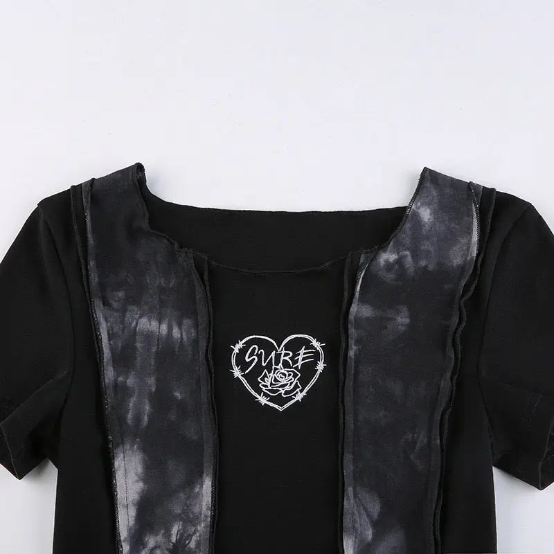 Free Shipping For 'Sure Love' Grunge Tie-dye Crop Top