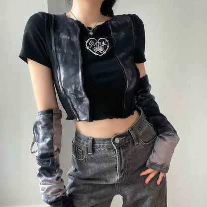 Free Shipping For 'Sure Love' Grunge Tie-dye Crop Top