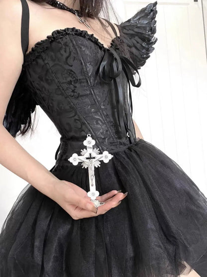 Free Shipping For 'Swan' Corset Pom Pom Angel Dress Costume