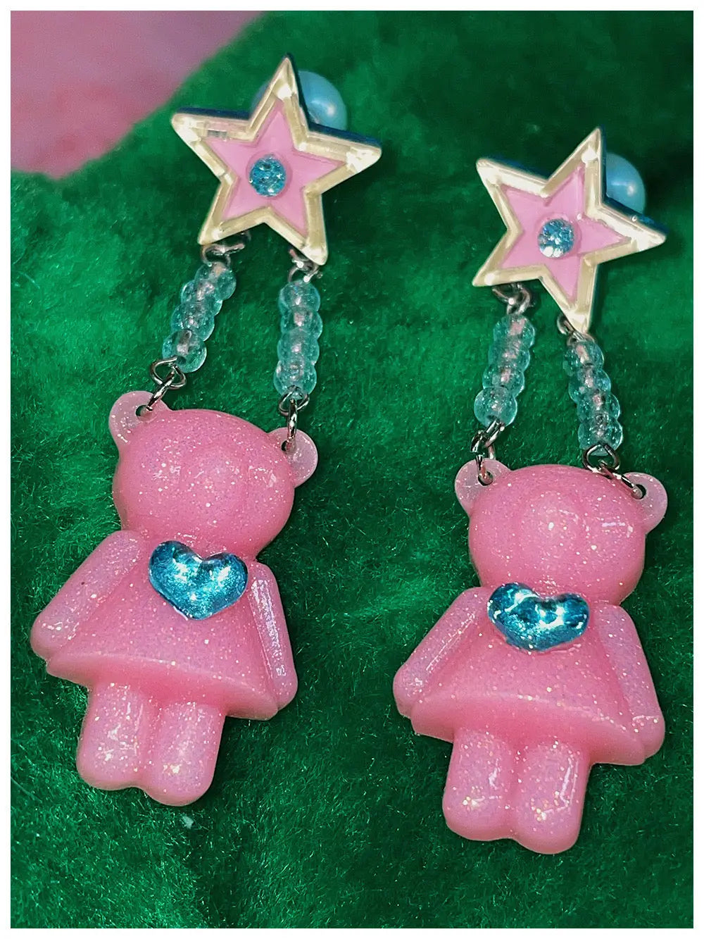 Free Shipping For 'Swinging bear' Kawaii Egirl Resin Bear Earrings