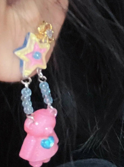 Free Shipping For 'Swinging bear' Kawaii Egirl Resin Bear Earrings