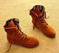 Autumn Solid Color Lace Up Flat Short Boots-Homeunderwear