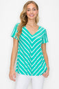 Free Shipping For Women  Striped V-neck Top