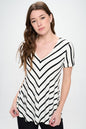 Free Shipping For Women  Striped V-neck Top