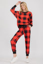 Free Shipping For Cozy Plaid Printed Christmas Loungewear Set