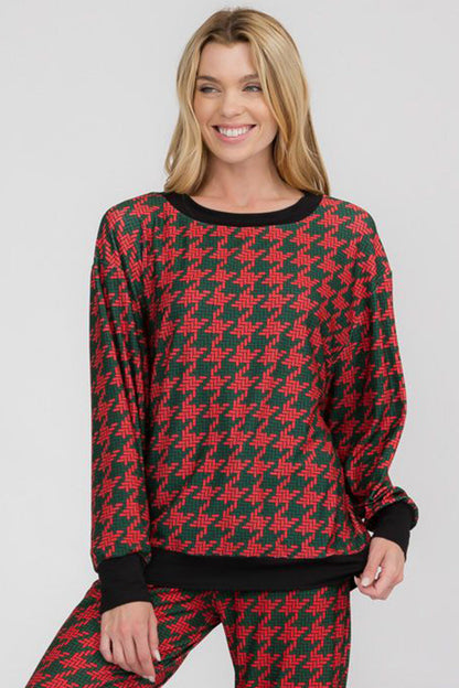 Free Shipping For Christmas Holiday Knit Printed Long Sleeve Crewneck