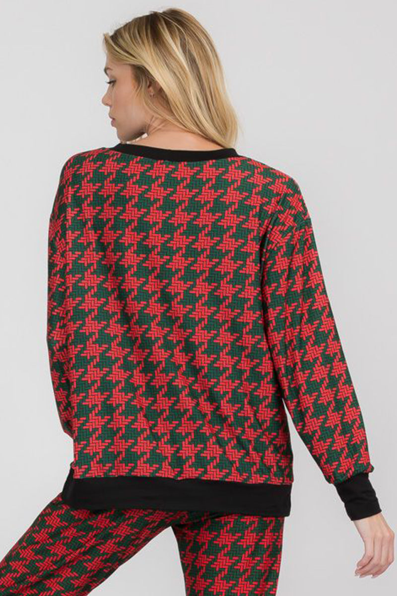 Free Shipping For Christmas Holiday Knit Printed Long Sleeve Crewneck