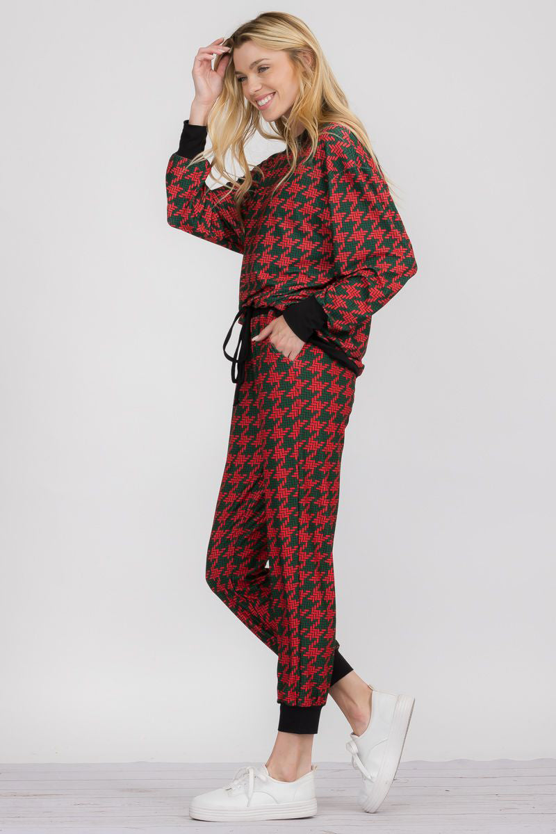 Free Shipping For Christmas Holiday Knit Printed Loungewear Set