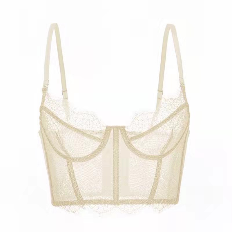 Free Shipping For White Bad Girl Bustier Top Lace Trim Push Up Cami Top