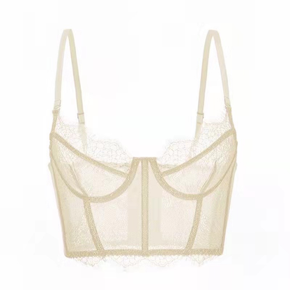 Free Shipping For White Bad Girl Bustier Top Lace Trim Push Up Cami Top