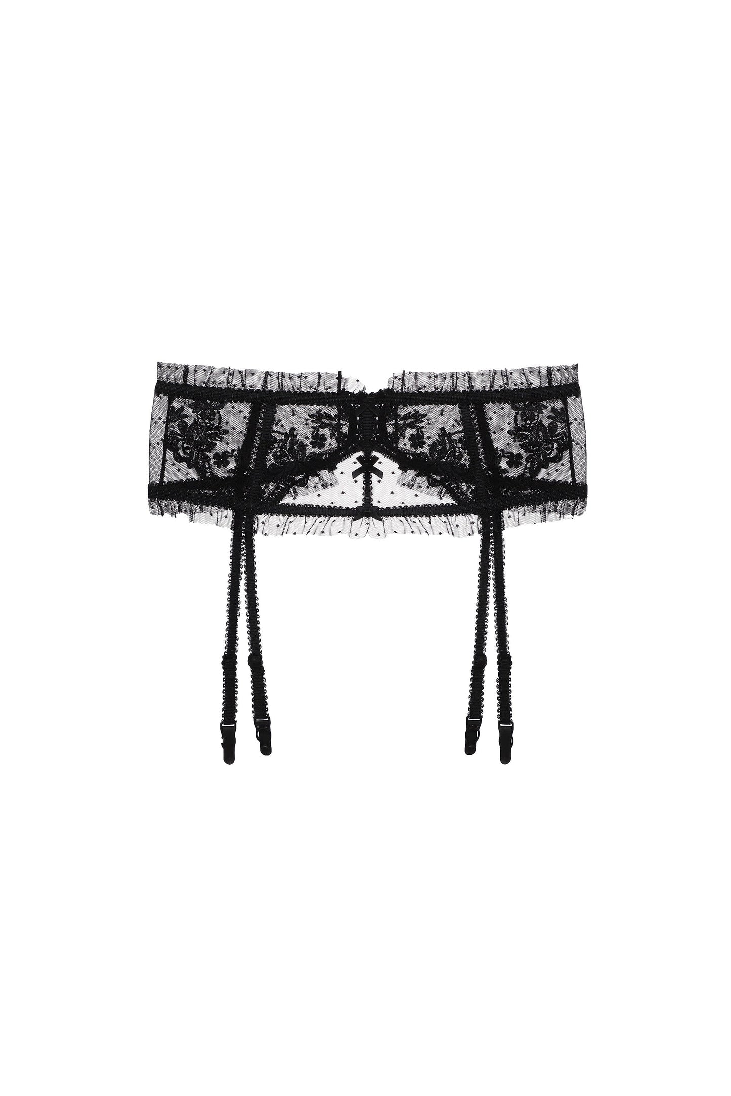 Free Shipping For Black Guipure 3D Lace Floral Garter Belt Lingerie