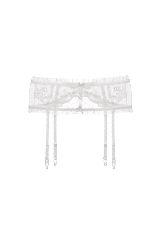 Free Shipping For White Guipure 3D Lace Floral Garter Belt Lingerie