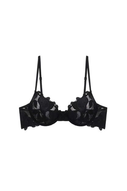 Free Shipping For Black Magic Flower Embroidery Mesh Bra Lingerie