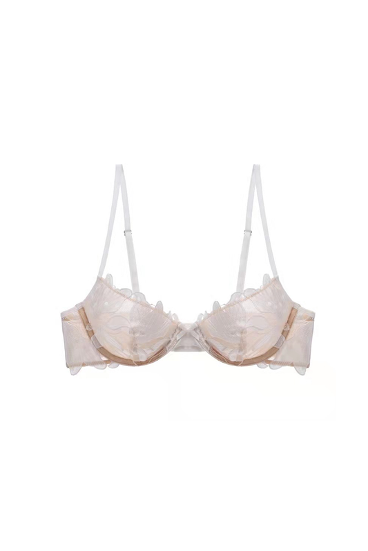 Free Shipping For White Magic Flower Embroidery Mesh Bra Lingerie