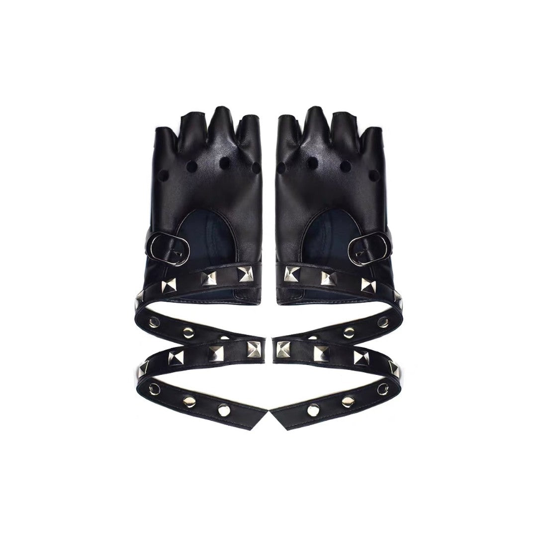 Free Shipping For 'Tameless' Grunge Rivet Pu Summer Gloves