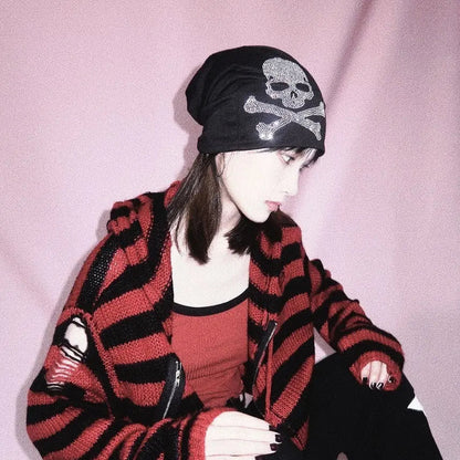 Free Shipping For 'Teen Spirit' Grunge Skull Sequins Beanie Hat