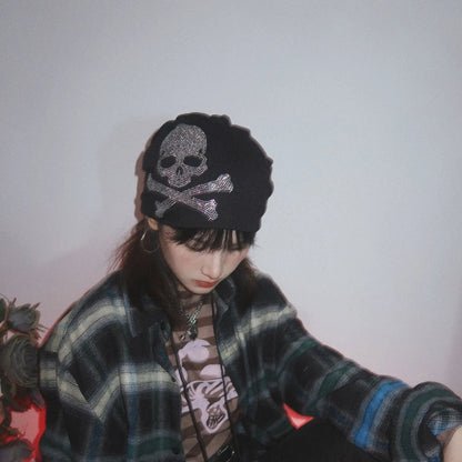 Free Shipping For 'Teen Spirit' Grunge Skull Sequins Beanie Hat