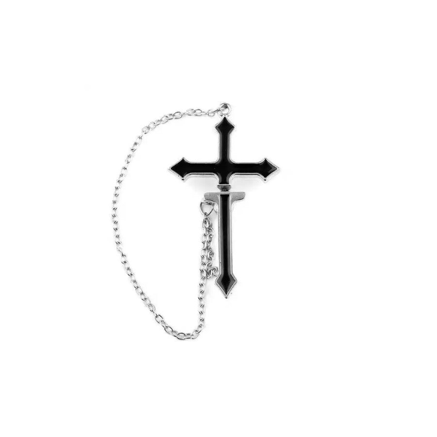 Free Shipping For 'Templar' Cross Drop Chained Earring