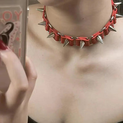 Free Shipping For 'Thorns' Rivet Punk Pu Choker