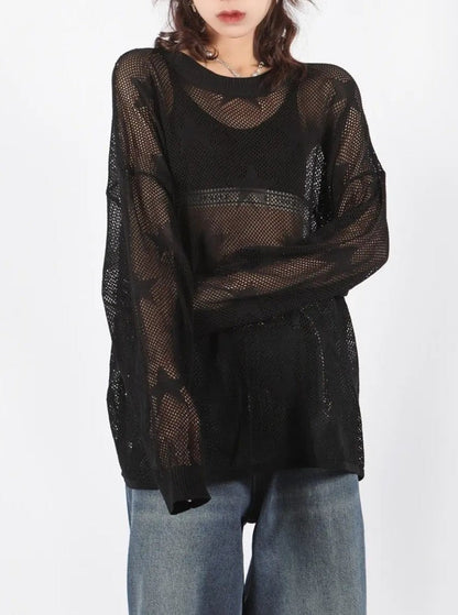 Free Shipping For 'Throw it Away' Punk Star Oversized Mesh Smock