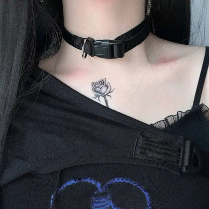 Free Shipping For'Too Close' Cyber Police Dark Buckle Necklace Chokers