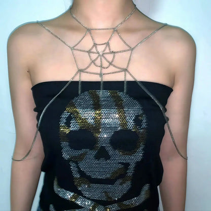 Free Shipping For 'Trapped' Punk Spider Web  Body Chain