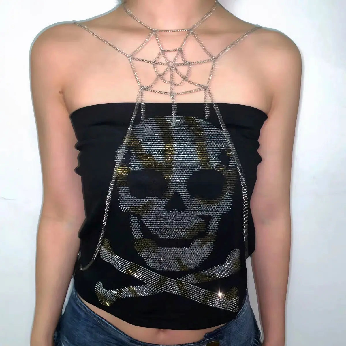 Free Shipping For 'Trapped' Punk Spider Web  Body Chain