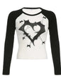 Free Shipping For 'Trapped Love' Grunge Long Sleeves Black & White Top