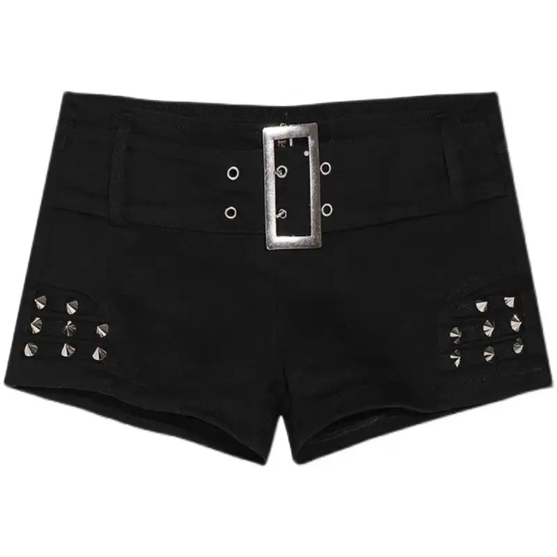 Free Shipping For 'Trauma' Punk Sexy Rivet Low Waist Mini Shorts