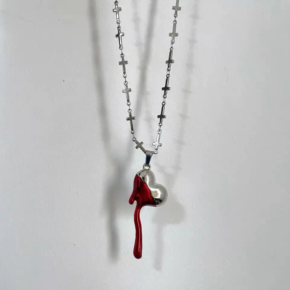 Free Shipping For 'Traumatized' Melting Heart Shape Necklace