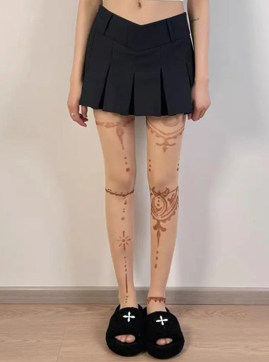 Free Shipping For 'Tribes' Y2k Summer Totem Henna Tattoo Tights