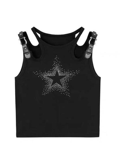 Free Shipping For 'Twinkle' Y2k Sequins Buckle Tank Top