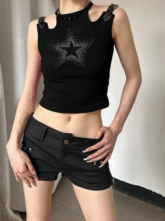 Free Shipping For 'Twinkle' Y2k Sequins Buckle Tank Top