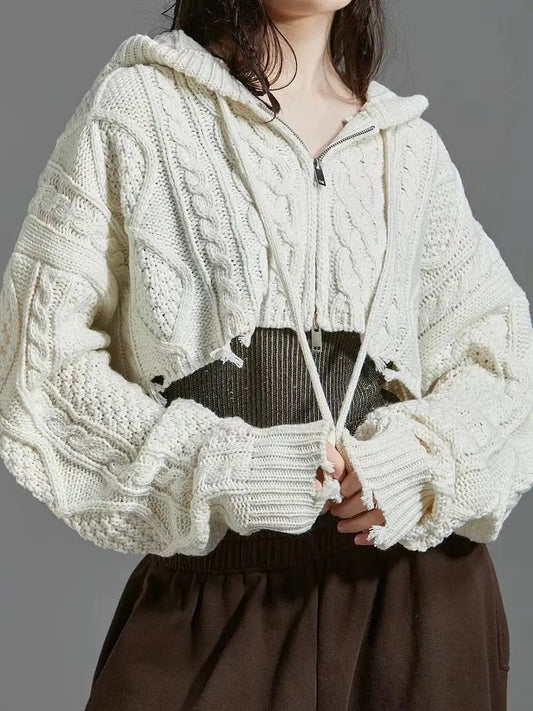 Free Shipping For 'White Night' Hooded Slimming Sweater Jacket