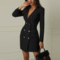 Autumn Winter Suit Blazer Women New Casual Double Breasted Pocket Women Long Jackets Elegant Long Sleeve Blazer Outerwear